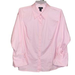 •LANE BRYANT•PINK COLLAR 3/4 SLEEVE BUTTON DOWN BLOUSE SIZE 22/24 EUC